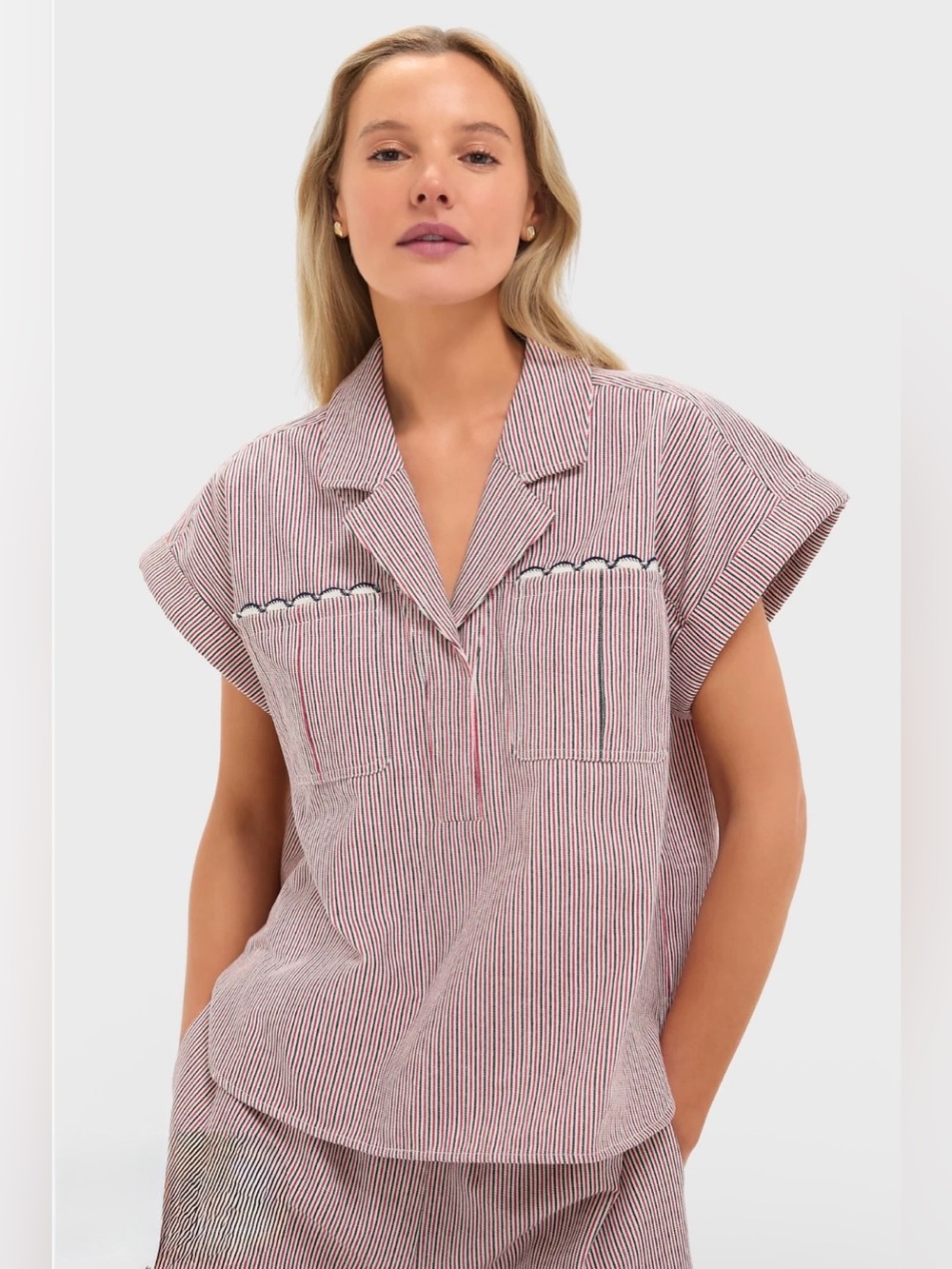 Tuckernuck Red and Blue Stripe Scottie Shirt